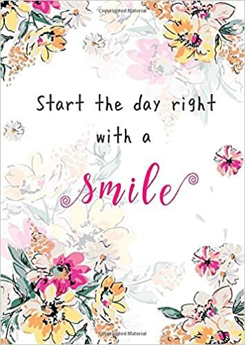 okumak Start The Day Right with A Smile: B6 Large Print Password Notebook with A-Z Tabs | Small Book Size | Colorful Painting Flower Design White