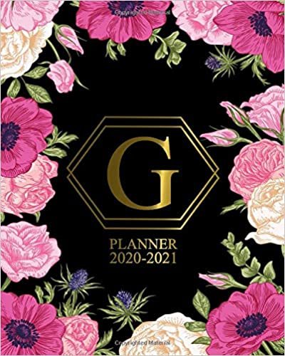 okumak 2020-2021 Planner: Pink Roses Initial Letter Monogram G Two Year Agenda &amp; Organizer - Glossy Black &amp; Gold 2 Year Calendar &amp; Diary With To-Do’s, U.S. ... &amp; Inspirational Quotes, Vision Board &amp; Notes.