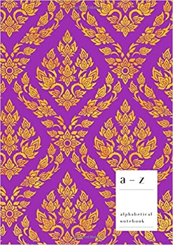 okumak A-Z Alphabetical Notebook: B5 Medium Ruled-Journal with Alphabet Index | Thai Decorative Art Cover Design | Purple