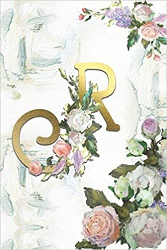okumak R: Roses Journal, personalized monogram initial R blank lined notebook | Decorated interior pages with Roses