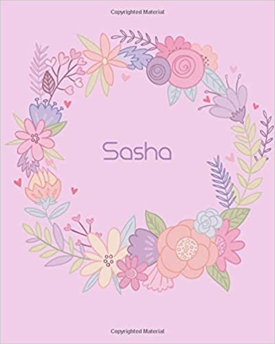 okumak Sasha: 110 Lined Pages 8x10 Cute Pink Blossom Design with Lettering Name for Girl, Journal, School and Self Note,Sasha