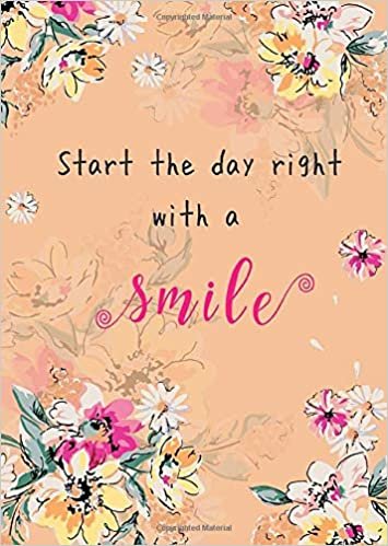 okumak Start The Day Right with A Smile: B6 Large Print Password Notebook with A-Z Tabs | Small Book Size | Colorful Painting Flower Design Orange