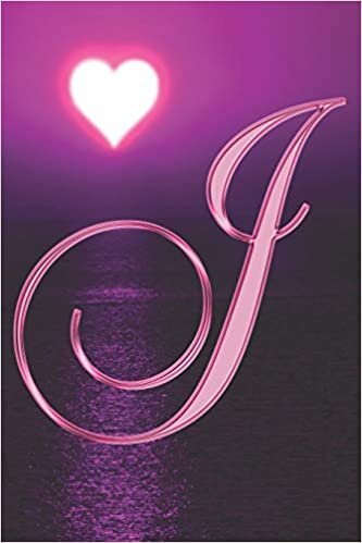 okumak J Journal: A Monogrammed J Initial Capital Letter Notebook For Writing And Notes: Pink Gold Heart Sunset Beach Ocean Lake Print