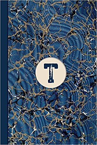 okumak Monogram T Marble Notebook (Blue Ginger Edition): Blank Lined Marble Journal for Names Starting with Initial Letter T