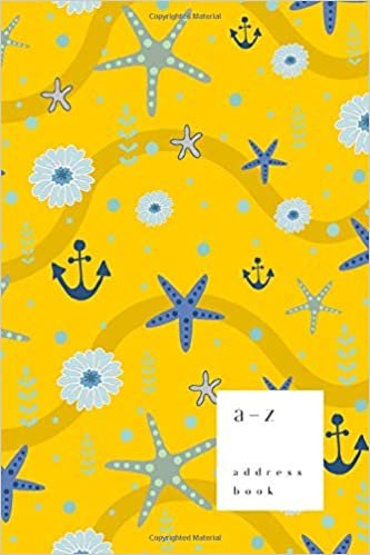 okumak A-Z Address Book: 6x9 Medium Notebook for Contact and Birthday | Journal with Alphabet Index | Starfish Ocean Stripe Cover Design | Yellow