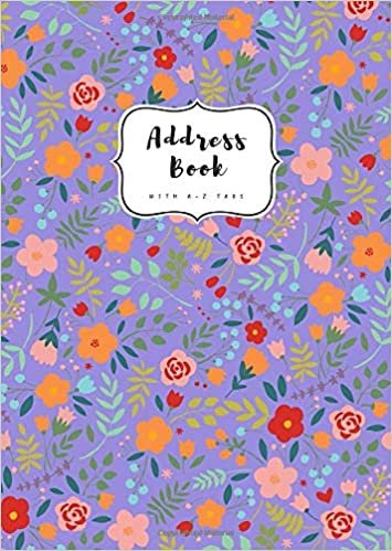 okumak Address Book with A-Z Tabs: B6 Contact Journal Small | Alphabetical Index | Colorful Mini Floral Design Blue-Violet