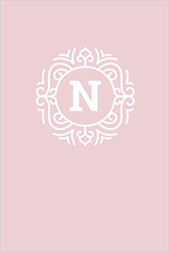 okumak N: 110 Sketch Pages (6 x 9) | Monogram Sketch Notebook with a Light Pink Background and Simple Vintage Elegant Design | Personalized Initial Letter Journal | Monogramed Sketchbook