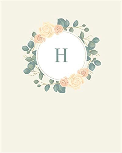 okumak H: 110 Dot-Grid Pages | Pretty Monogram Journal and Notebook with a Simple Vintage Floral Roses and Peonies Design with a Personalized Initial Letter | Monogramed Composition Notebook