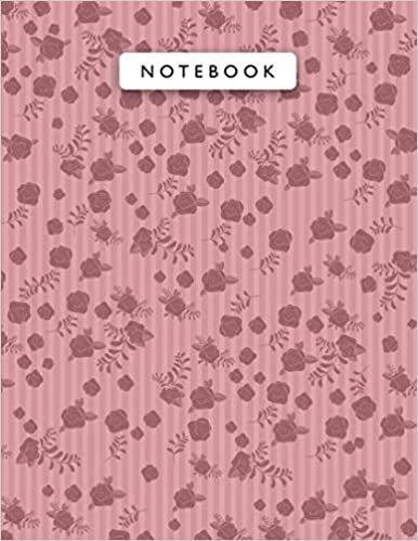 okumak Notebook Tango Pink Color Mini Vintage Rose Flowers Small Lines Patterns Cover Lined Journal: 8.5 x 11 inch, A4, 21.59 x 27.94 cm, Wedding, Journal, Planning, College, 110 Pages, Work List, Monthly