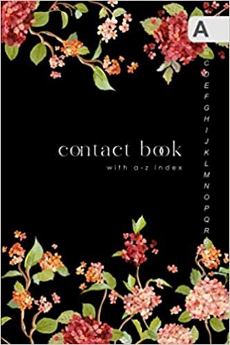 okumak Contact Book with A-Z Index: 4x6 Mini Address Telephone Notebook | Alphabetical Sections | Top-Bottom Vintage Floral Design Black