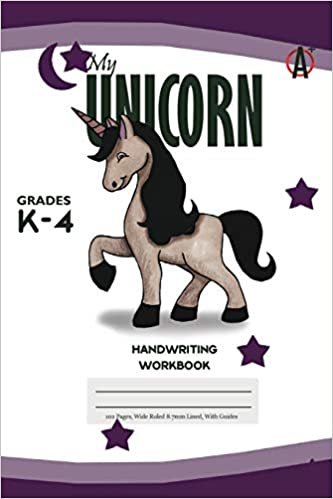 okumak My Unicorn Primary Handwriting k-4 Workbook, 51 Sheets, 6 x 9 Inch Purple Cover