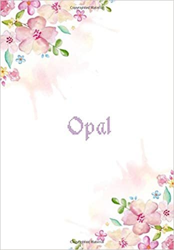 okumak Opal: 7x10 inches 110 Lined Pages 55 Sheet Floral Blossom Design for Woman, girl, school, college with Lettering Name,Opal