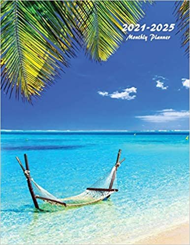 okumak 2021-2025 Monthly Planner: Large Five Year Planner (Tropical Beach)