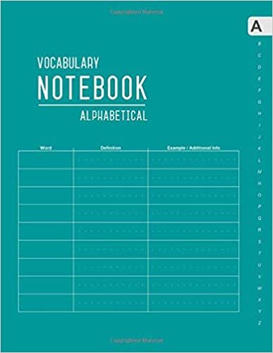 okumak Vocabulary Notebook Alphabetical: 8.5 x 11 Large Notebook 3 Columns with A-Z Tabs Printed | Smart Design Teal