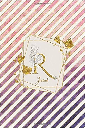 okumak R Journal: Gold Letter Personalized Initial Monogram 100 Page 6 x 9&quot; Lined Notebook Pretty Floral Diary Book