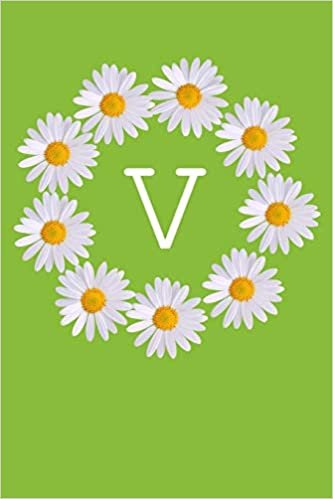 okumak V: Monogram Initial Notebook Journal with Beautiful Wild Flower Green Cover