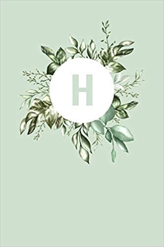 okumak H: 110 Sketch Pages (6 x 9) | Light Green Monogram Doodle Sketchbook with a Simple Vintage Floral Green Leaves Design | Personalized Initial Book for Women and Girls | Pretty Monogramed Sketchbook