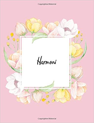 okumak Harmoni: 110 Ruled Pages 55 Sheets 8.5x11 Inches Water Color Pink Blossom Design for Note / Journal / Composition with Lettering Name,Harmoni