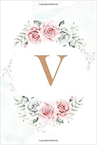 okumak V: Cute Initial Monogram Letter V notebook, Pretty Personalized Medium Lined Journal &amp; Diary for Writing &amp; Note Taking, Lovely Floral Notebook Journal for Women and Girls