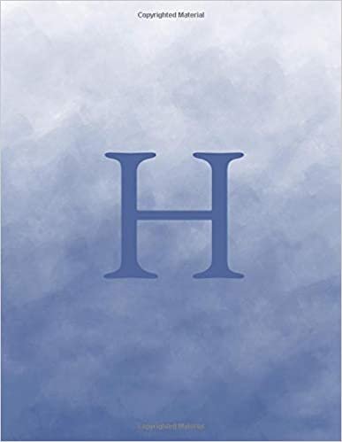 okumak H: Monogram Initial H Notebook for Women and Girls-Ombre Blue Watercolor-120 Pages 8.5 x 11