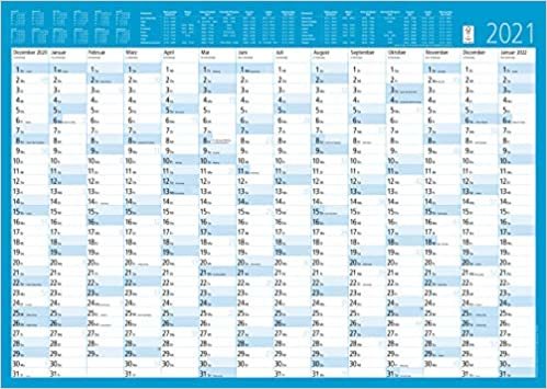 okumak Jahresplaner 14 Monate foliert 2021 - Plakat-Kalender 84x60 cm - abwischbar - Ferienübersicht - Arbeitstagezählung - Alpha Edition