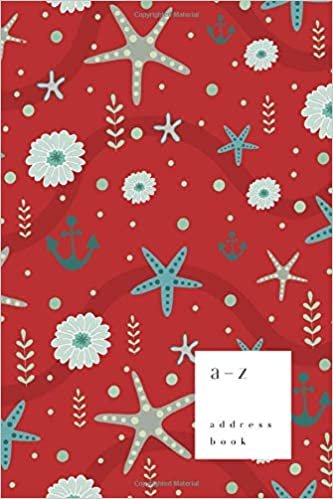 okumak A-Z Address Book: 6x9 Medium Notebook for Contact and Birthday | Journal with Alphabet Index | Starfish Ocean Stripe Cover Design | Red