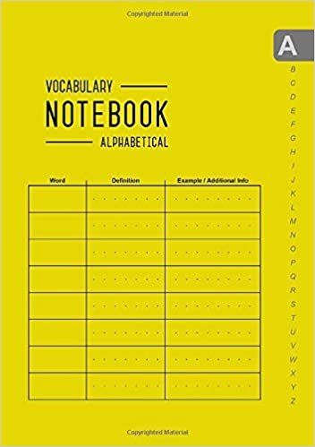 okumak Vocabulary Notebook Alphabetical: A5 Medium Notebook 3 Columns with A-Z Tabs Printed | Smart Design Yellow