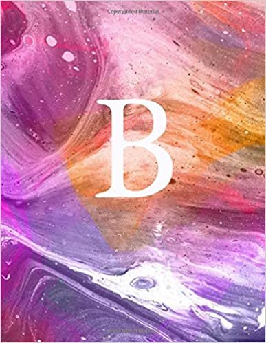 okumak B: Monogram Initial B Notebook for Women and Girls-Multi-Color Swirl-120 Pages 8.5 x 11