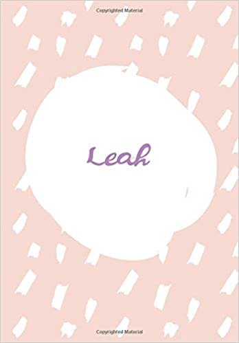 okumak Leah: 7x10 inches 110 Lined Pages 55 Sheet Rain Brush Design for Woman, girl, school, college with Lettering Name,Leah