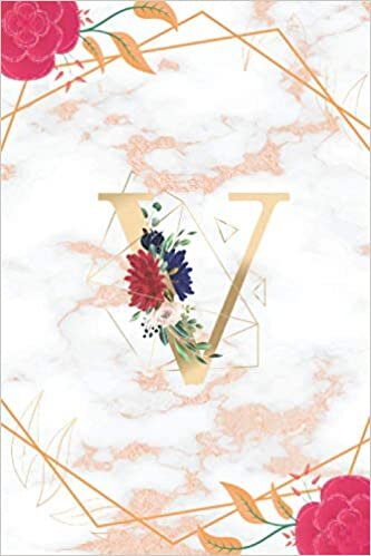 okumak V: Initial Monogram Notebook Letter V for Flower lovers, Work, School, Writing Pad, Journal or Diary, Monogrammed Gifts for any Occasion, (Lined Notebook 6x9, 110 Pages )