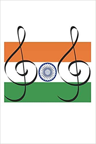 okumak Indian flag Music clef Hindi - music book, music lines, notebook, notepad, 120 Pages gift for Christmas and birthday, bass, guitar, piano