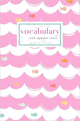 okumak Vocabulary with Alphabet Index: 6x9 Medium 2-Column Notebook with A-Z Alphabetical Labels | Pastel Sea Wave Stripe Cover Design | Pink