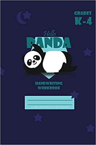 okumak Hello Panda Primary Handwriting k-4 Workbook, 51 Sheets, 6 x 9 Inch Blue Cover
