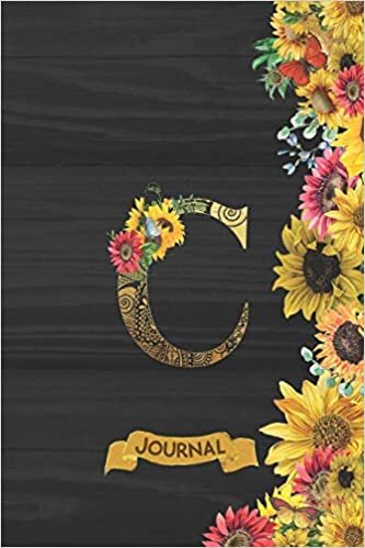 okumak C Journal: Spring Sunflowers Journal Monogram Initial C Lined and Dot Grid Notebook | Decorated Interior