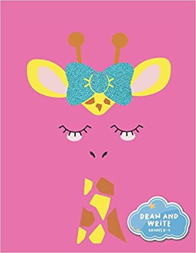 okumak Draw And Write Grades K-3 Composition Notebook: Pink Giraffe Girl Primary Story Journal Dotted Midline and Picture Space Practice Writing Letters ... Book 110 Pages Glossy Fun For Boys or Girls