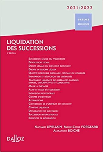 okumak Liquidation des successions 2021/22 - 5e éd. (Dalloz Référence)