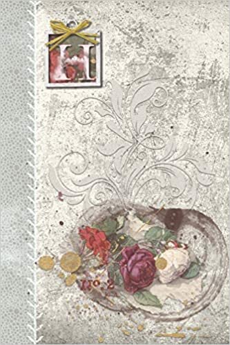 okumak H: Vintage Roses Journal, personalized monogram initial H blank lined gift notebook | Decorated interior pages