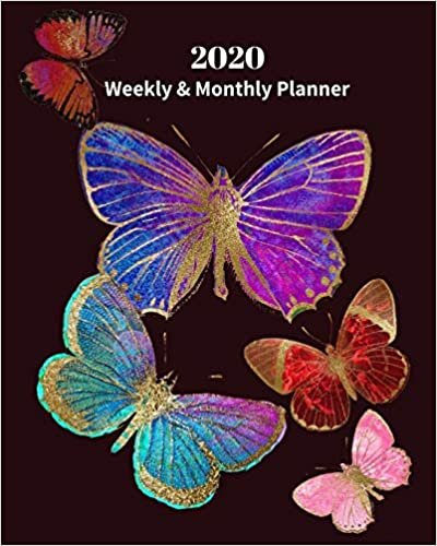 okumak 2020 Weekly and Monthly Planner: Monthly Calendar with U.S./UK/ Canadian/Christian/Jewish/Muslim Holidays– Calendar in Review/Notes 8 x 10 in.-Colorful Butterflies Nature Insects
