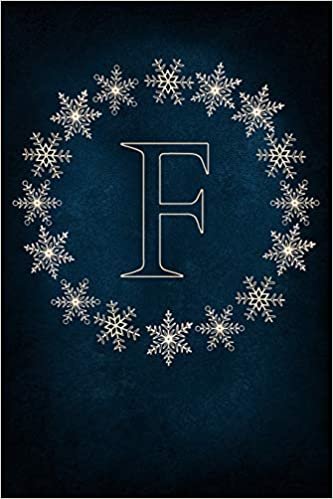 okumak F: Monogram Initial Notebook Journal with Magical Snowflake Blue Cover