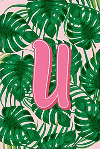okumak U: Letter U Monogram Green &amp; Pink Palm Tree Fronds Notebook &amp; Journal