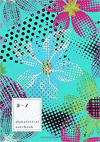 okumak A-Z Alphabetical Notebook: A5 Medium Ruled-Journal with Alphabet Index | Abstract Grunge Flower Cover Design | Turquoise