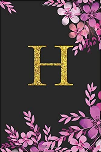 okumak H. Monogram Initial H Letter Blank Lined Personalized Gift Journal Notebook. Pretty Watercolor Flower Floral Gold Letter Cover Design. 6x9. 120 Pages.
