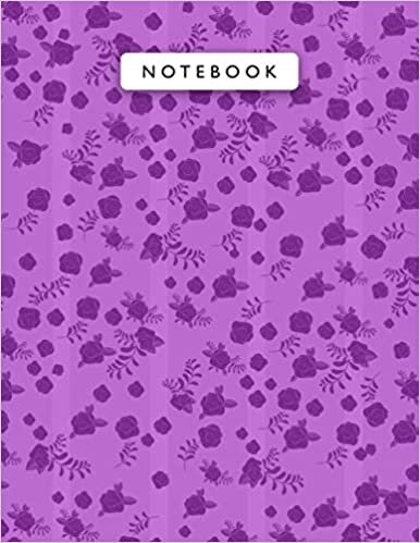 okumak Notebook Purple (Munsell) Color Mini Vintage Rose Flowers Lines Patterns Cover Lined Journal: College, Monthly, Wedding, A4, Work List, Journal, 110 Pages, Planning, 21.59 x 27.94 cm, 8.5 x 11 inch