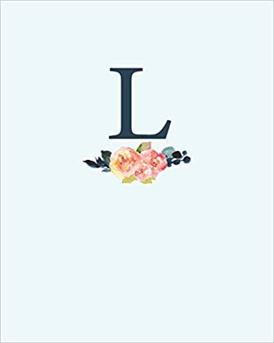 okumak L: 110 Dot-Grid Pages | Monogram Journal and Notebook with a Classic Light Blue Background of Vintage Floral Watercolor Design | Personalized Initial Letter Journal | Monogramed Composition Notebook