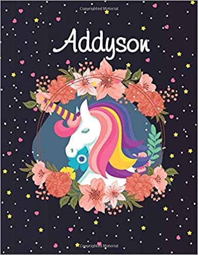 okumak Addyson: Unicorn Blank Lined Journal Notebook For Girls | Primary Story Journal , 8,5 x11 , 120 Pages Cute Unicorn Notebooks | Grades K-2 Composition School Exercise Book