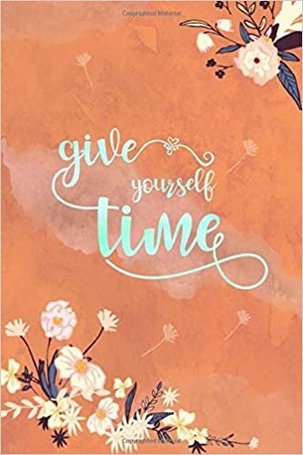 okumak Give Yourself Time: 6x9 Password Book Organizer Large Print with Alphabetical Tabs | Flower Design Marble Orange