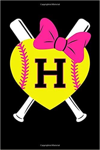 okumak Girls Softball Monogram Journal Letter H Name Sports Notebook: Love Softball Player Pink Bow Monogrammed Blank Lined Book
