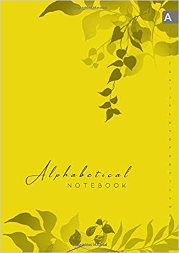okumak Alphabetical Notebook: A4 Lined-Journal Organizer Large | A-Z Alphabetical Tabs Printed | Cute Shadow Floral Decoration Design Yellow