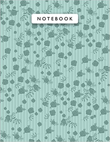 okumak Notebook Middle Blue Green Color Mini Vintage Rose Flowers Small Lines Patterns Cover Lined Journal: Monthly, 21.59 x 27.94 cm, Planning, Wedding, A4, ... College, Journal, Work List, 8.5 x 11 inch