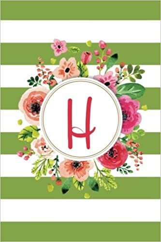 okumak H (6x9 Journal): Lined Writing Notebook with Monogram, 120 Pages – Olive Green Striped with Pink, Orange, Magenta, and Fuchsia Flowers (Olive Floral, Band 8): Volume 8